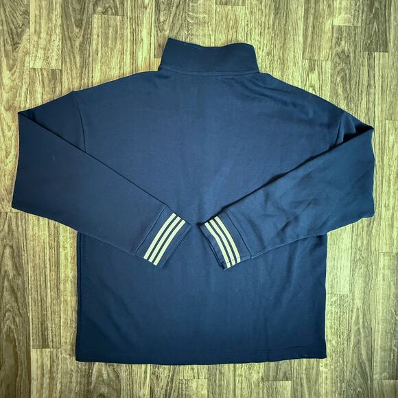 Nautica Men’s 1/4 Zip Pullover Navy Large Striped Collar Cuffs Cotton Blend - Picture 2 of 7